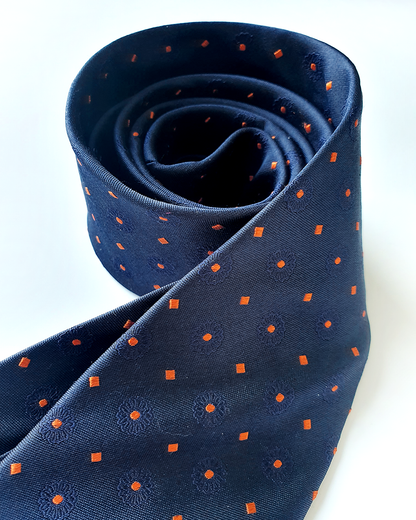 Luxury Gift for Dad/ Silk Necktie with Blue Jade Pattern and Cufflinks / 8cm × 145cm