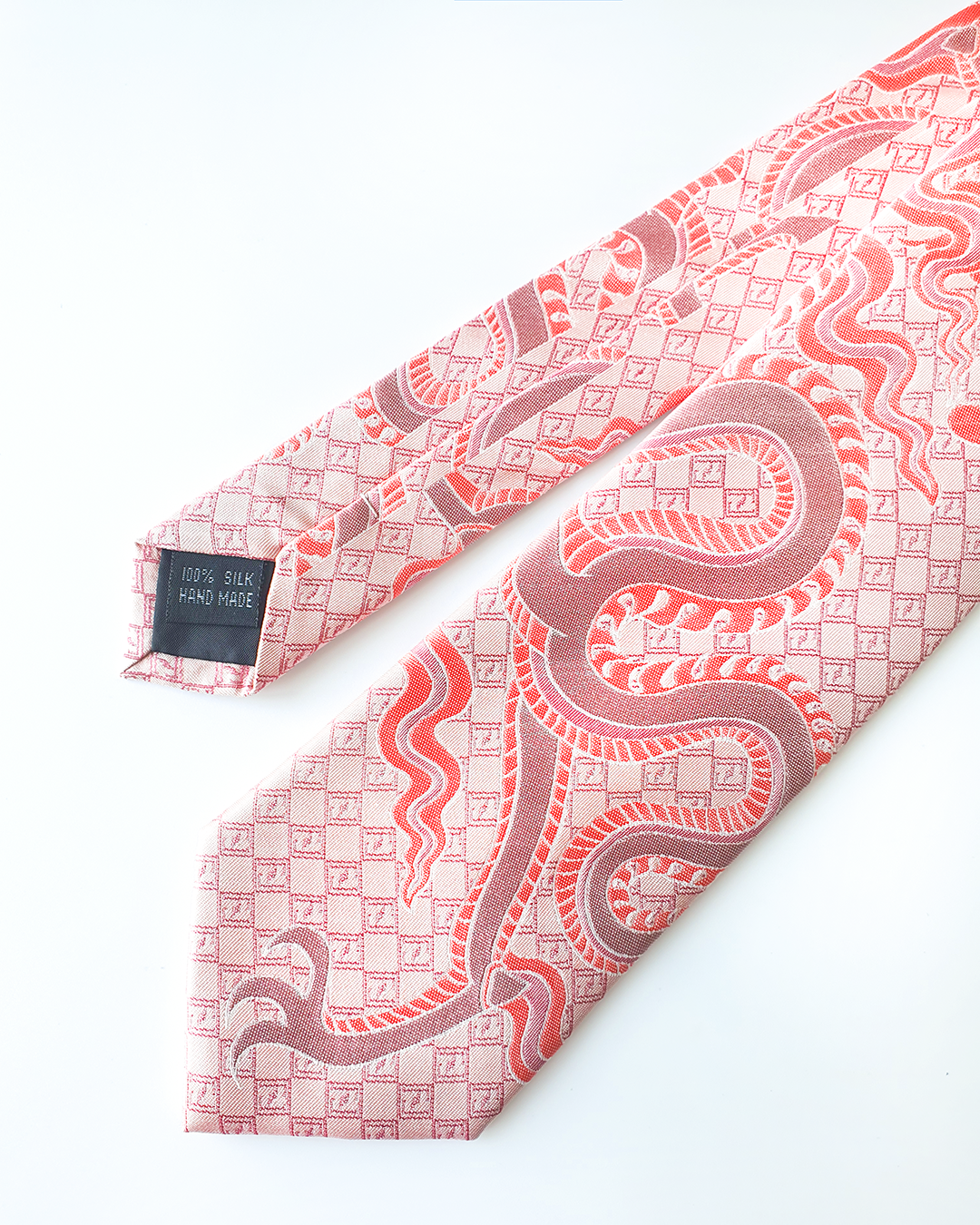 Luxury Gift for Dad/ Silk Necktie with Red Dragon Pattern / 8cm × 145cm