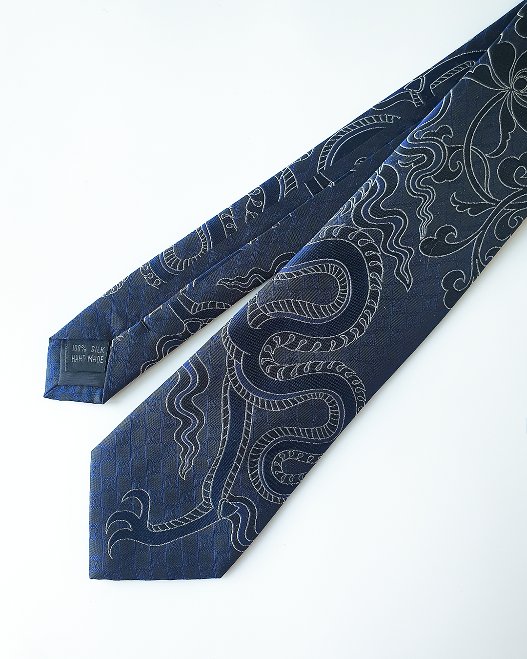 Luxury Gift for Dad/ Silk Necktie with Azure Dragon Pattern / 8cm × 145cm