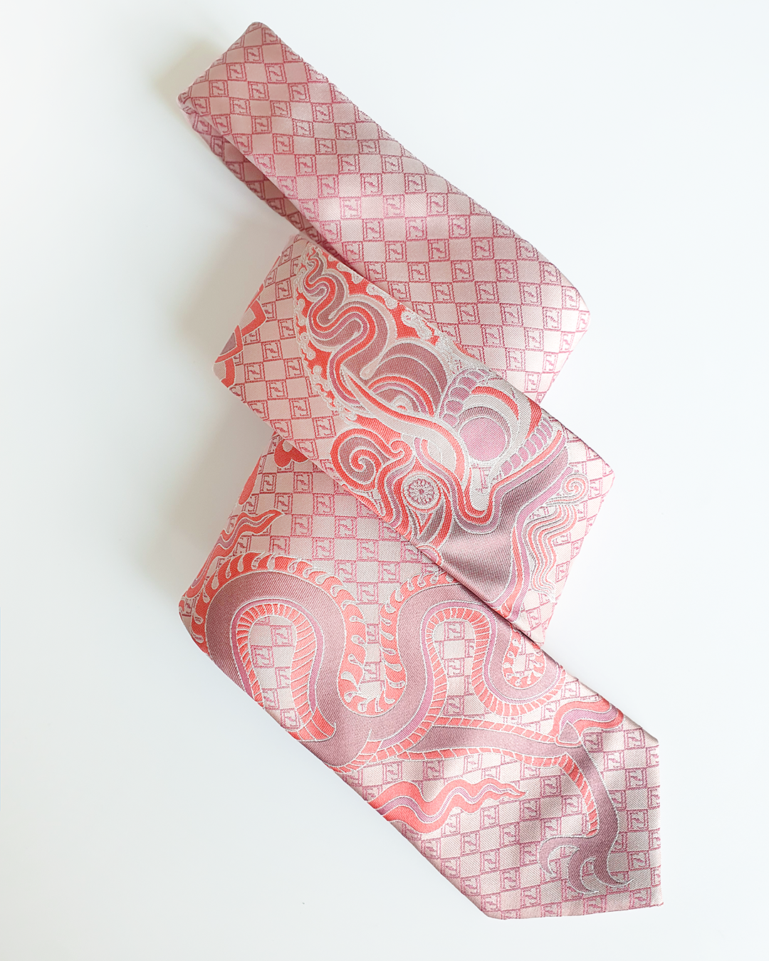 Luxury Gift for Dad/ Silk Necktie with Red Dragon Pattern / 8cm × 145cm