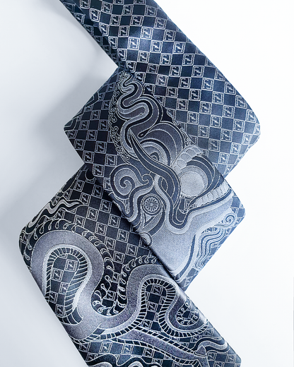 Luxury Gift for Dad/ Silk Necktie with Black Dragon Pattern / 8cm × 145cm