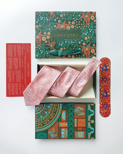Luxury Gift for Dad/ Silk Necktie with Red Dragon Pattern / 8cm × 145cm