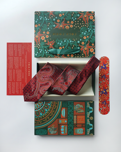 Luxury Gift for Dad/ Silk Necktie with Blood Dragon Pattern / 8cm × 145cm