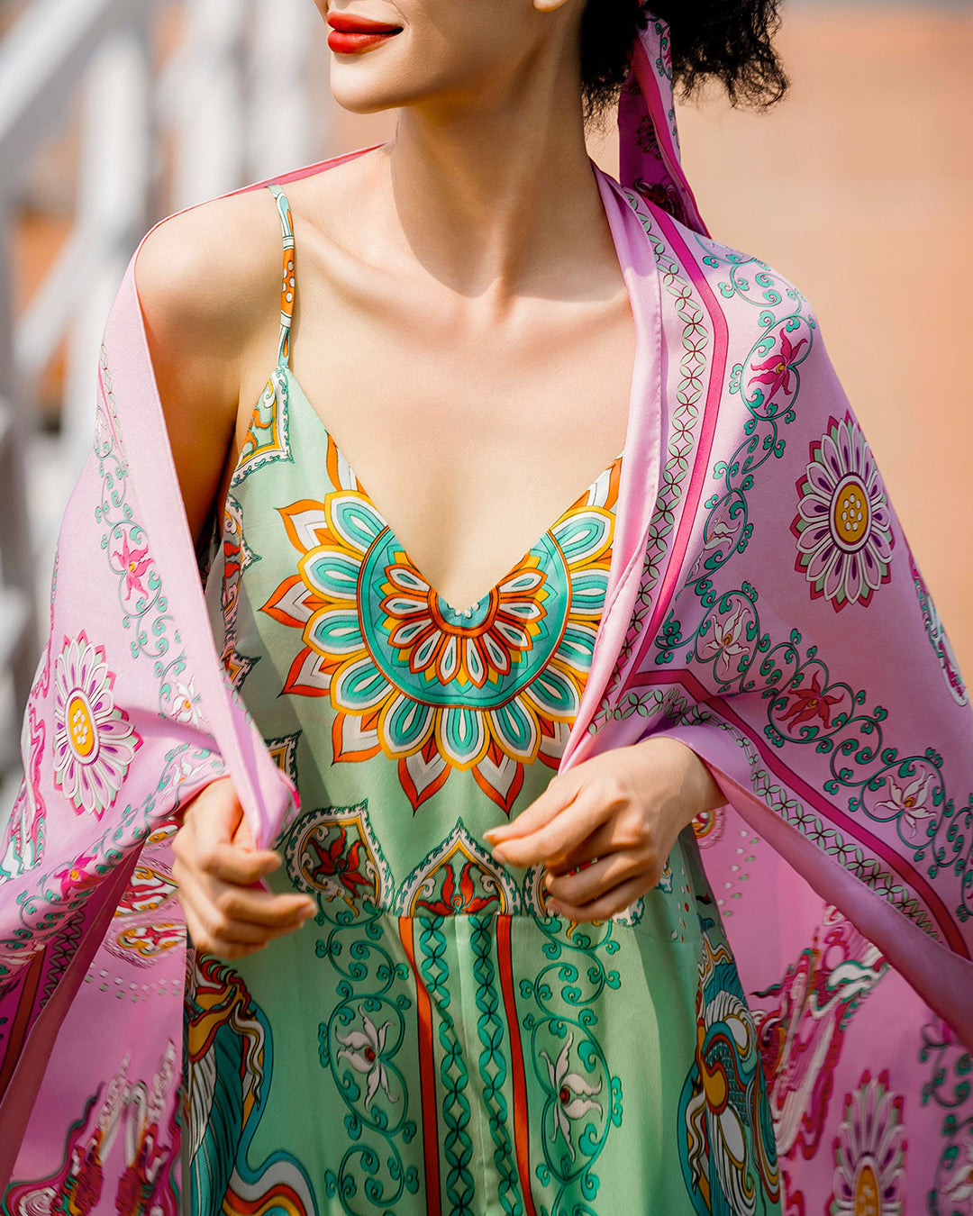 Silk Strap Dress 1930s / Pastel Green Phoenix Dance