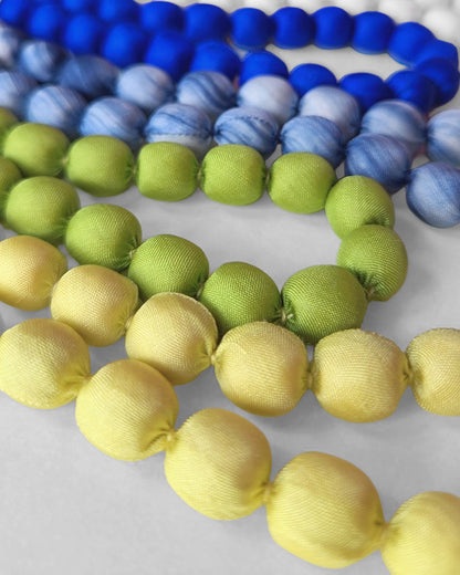 Silk Wrapped Bead Necklace for Women - 32 Inch