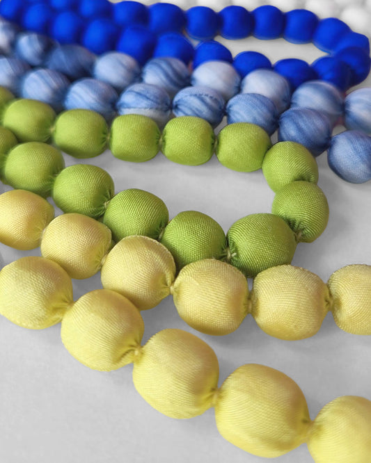 Silk Wrapped Bead Necklace for Women - 32 Inch