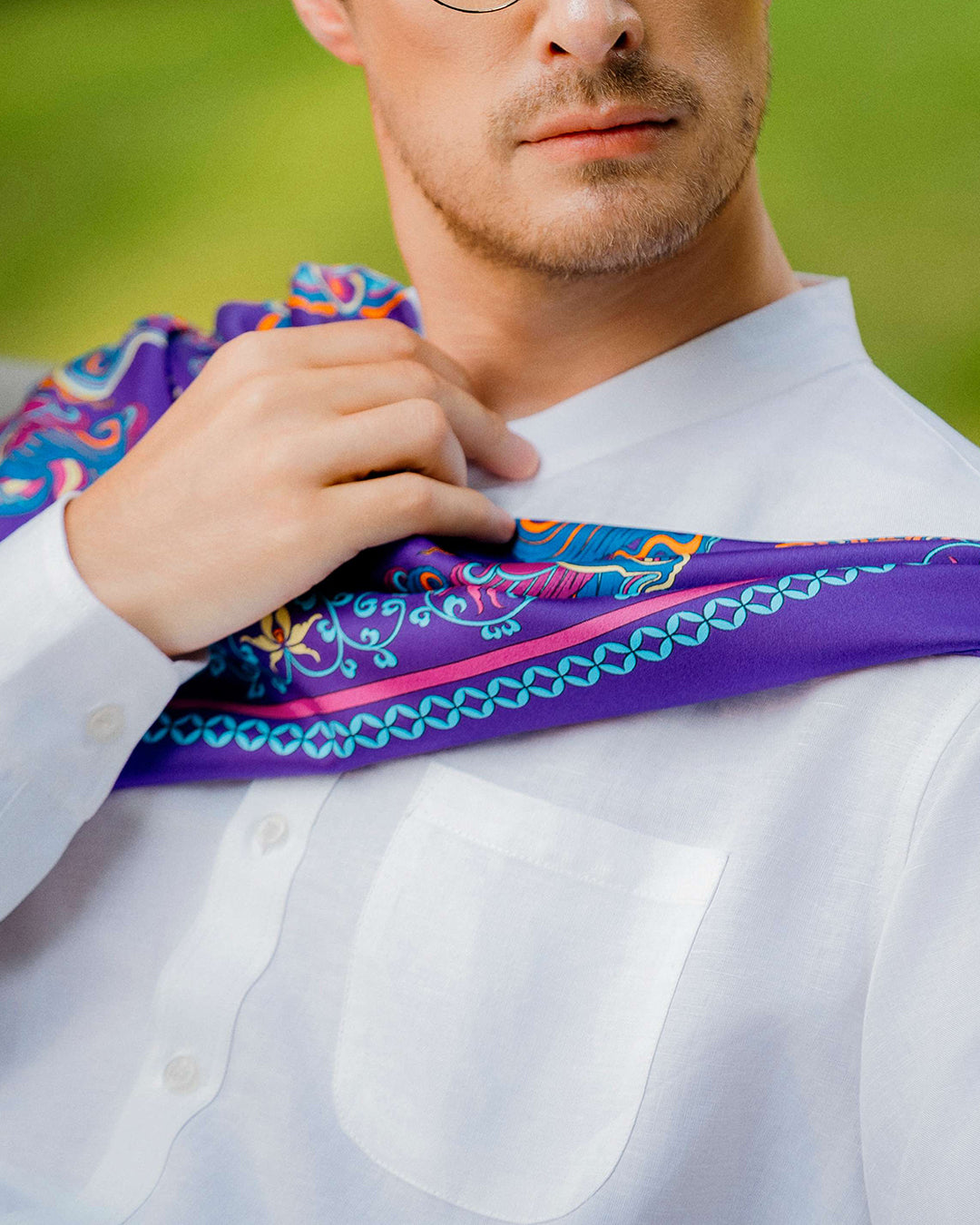Linen Mandarin Collar Shirt 14th Century / White
