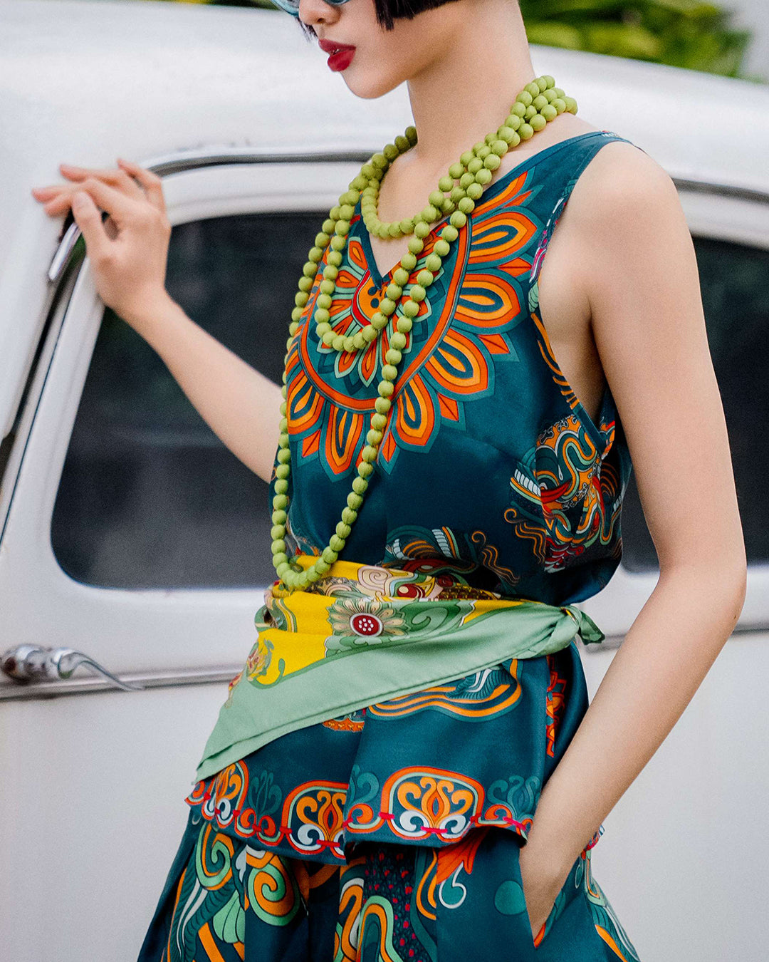 Silk Tank Top 1920s / Mallard Green Dragon Of Grace