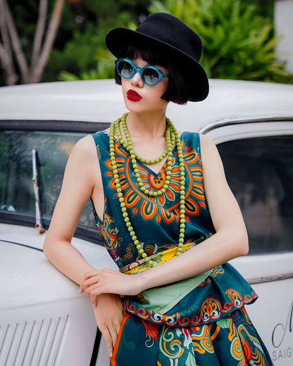 Silk Tank Top 1920s / Mallard Green Dragon Of Grace