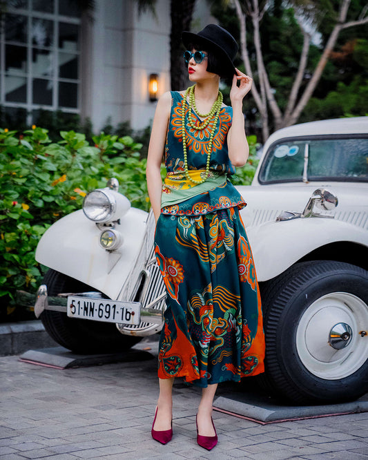 Silk Tank Top 1920s / Mallard Green Dragon Of Grace