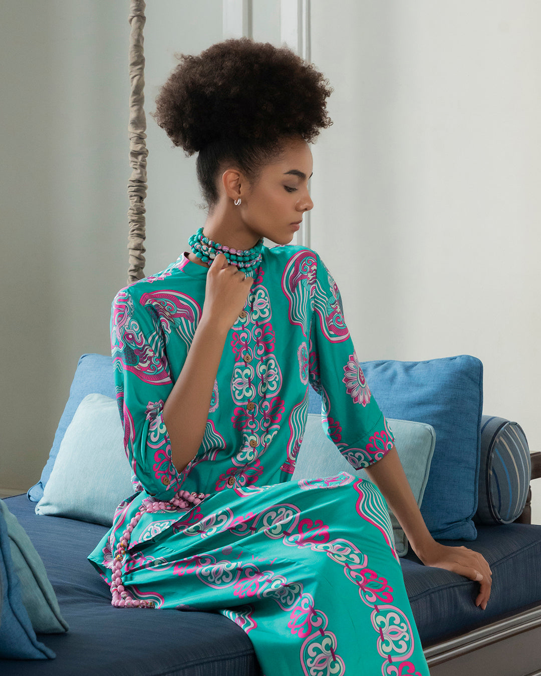 Silk Emancipation Shirt 1925 / Turquoise Dragon Of Grace