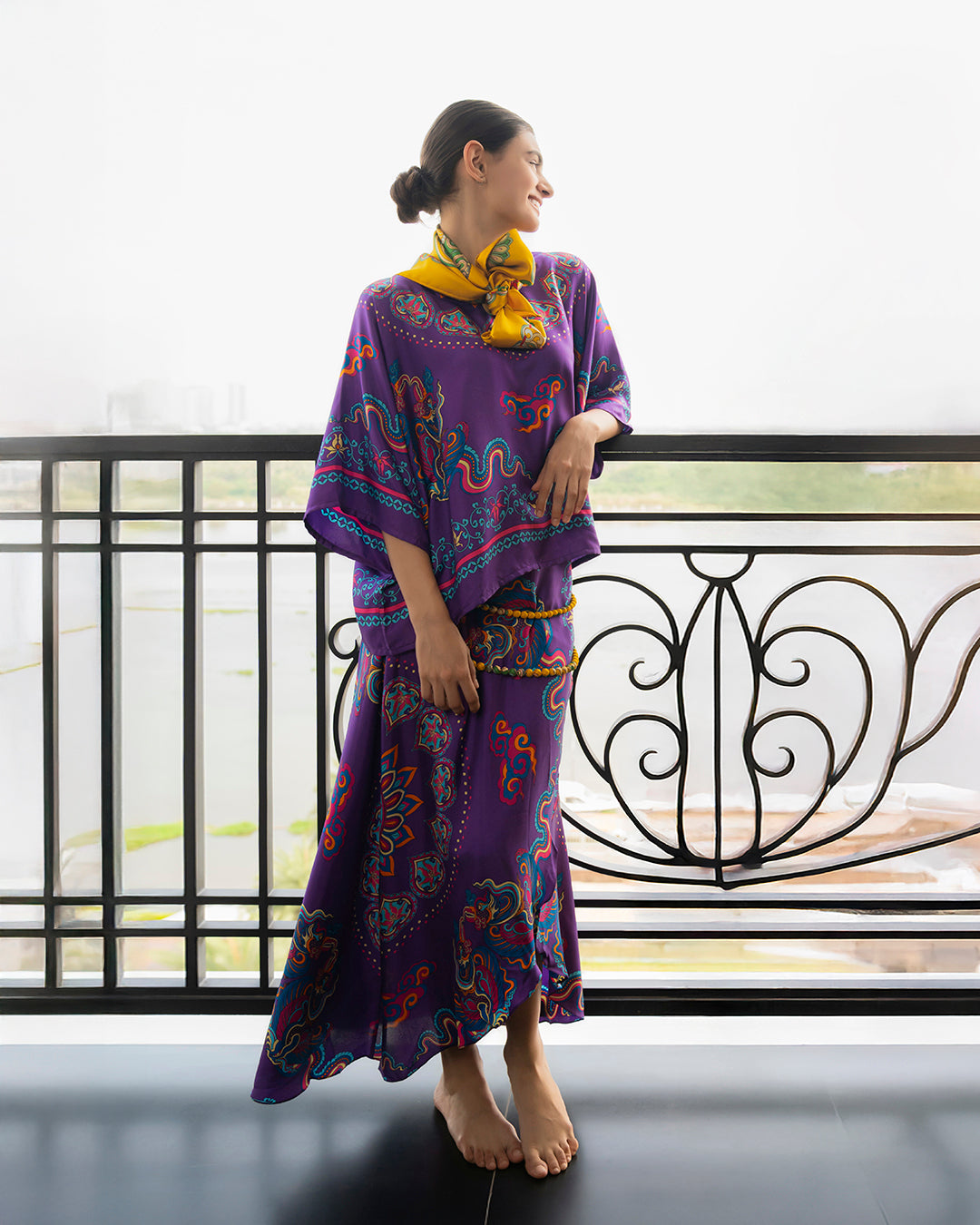 Silk Batwing Blouse 1940s / Purple Phoenix Dance