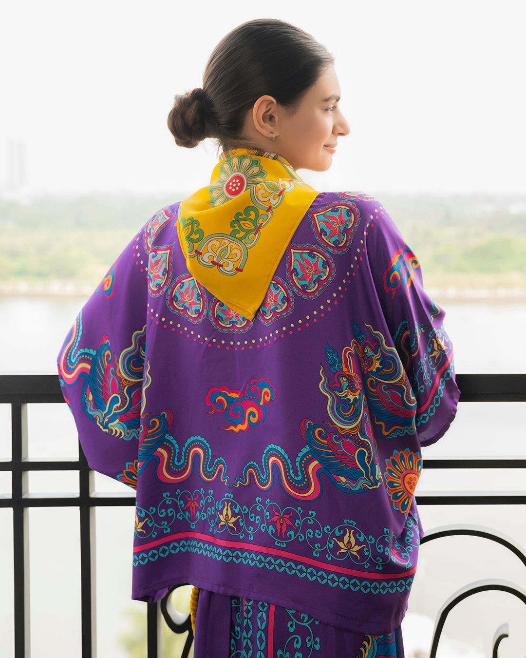 Silk Batwing Blouse 1940s / Purple Phoenix Dance