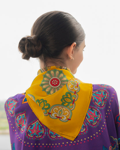 Legacy Gift Set for Mom / Dragon Of Grace Silk Scarf / Yellow / 26x26in / 65x65cm