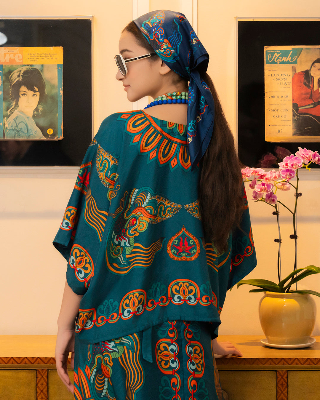 Silk Batwing Blouse 1940s / Mallard Green Dragon Of Grace