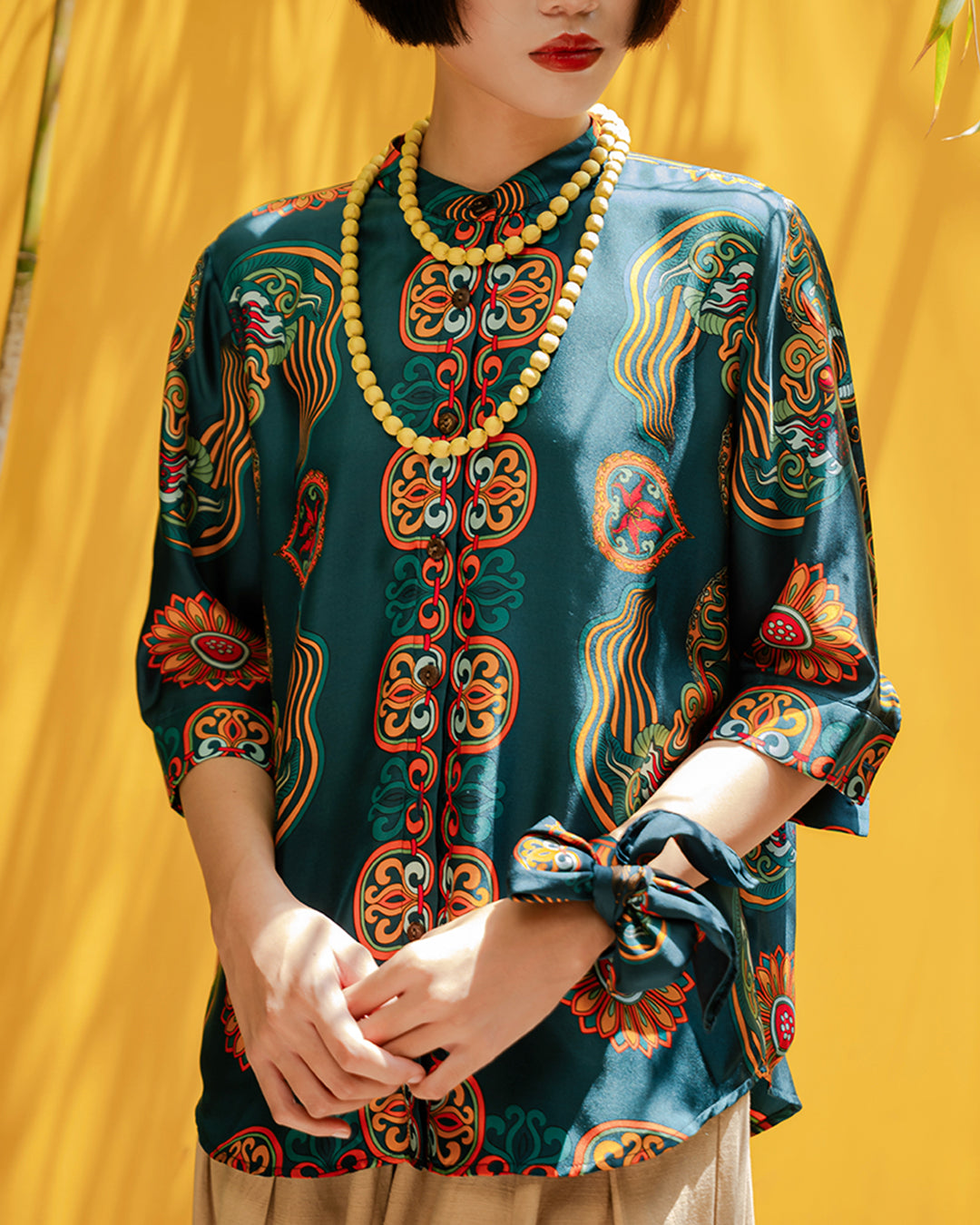 Silk Emancipation Shirt 1925 / Mallard Green Dragon Of Grace