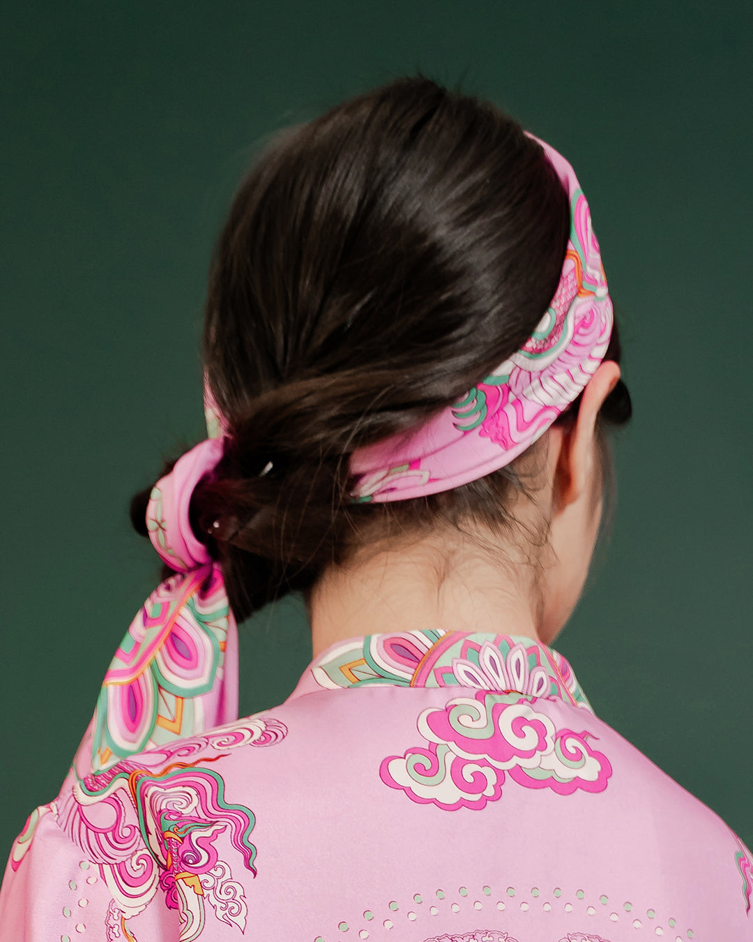Phoenix Dance Silk Scarf / Pink