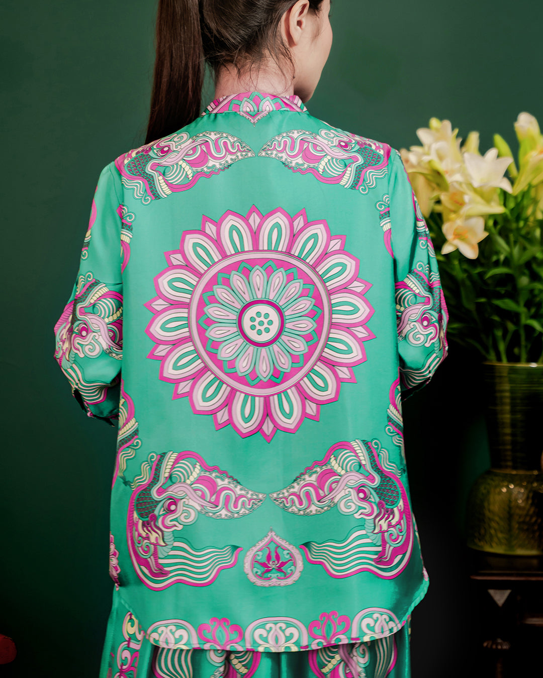 Silk Emancipation Shirt 1925 / Turquoise Dragon Of Grace