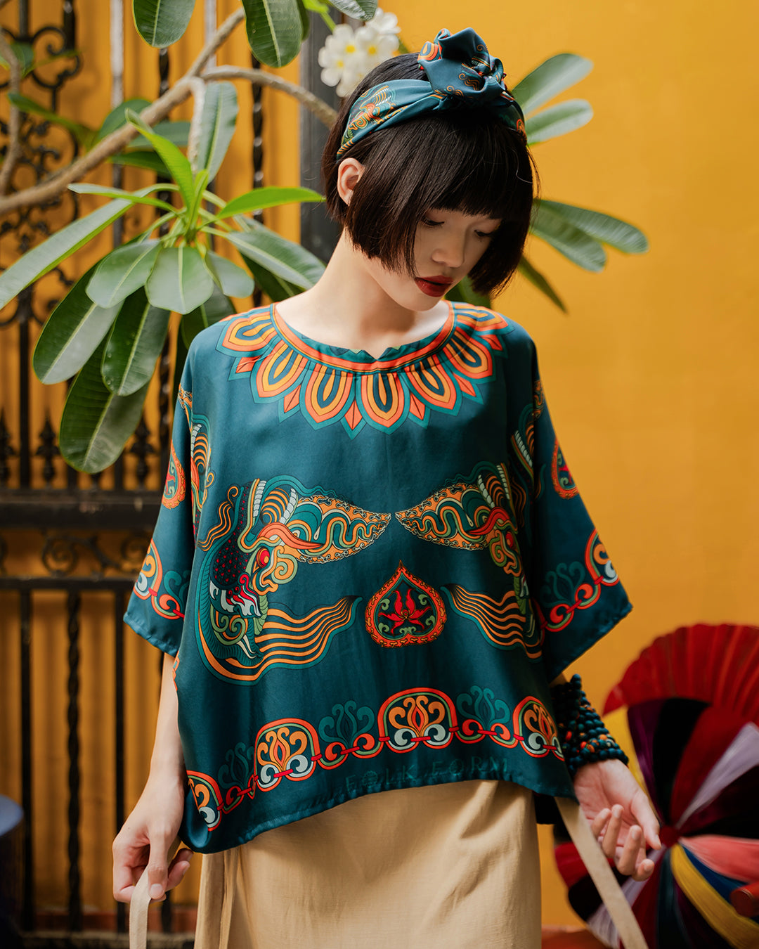 Silk Batwing Blouse 1940s / Mallard Green Dragon Of Grace