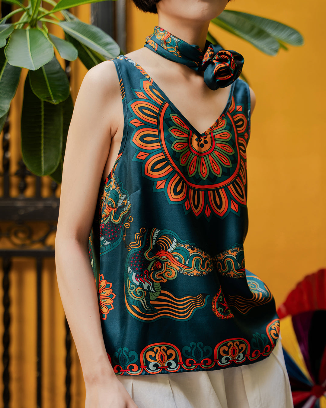 Silk Tank Top 1920s / Mallard Green Dragon Of Grace