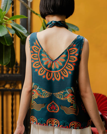 Silk Tank Top 1920s / Mallard Green Dragon Of Grace
