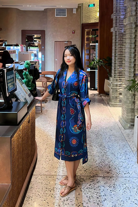 Silk Dress / Dragon Of Grace Blue