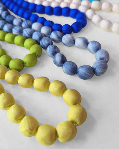 Silk Wrapped Bead Necklace for Women - 32 Inch