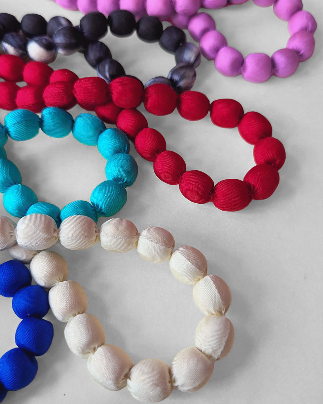 Silk Wrapped Bead Necklace for Women - 32 Inch