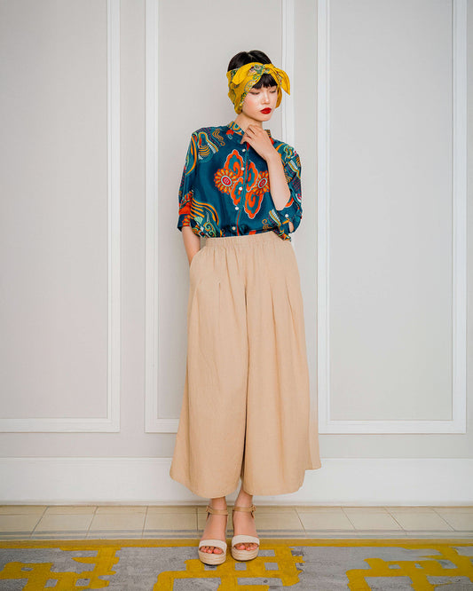 Silk Emancipation Shirt 1925 / Orange & Mallard Green Dragon Dreams