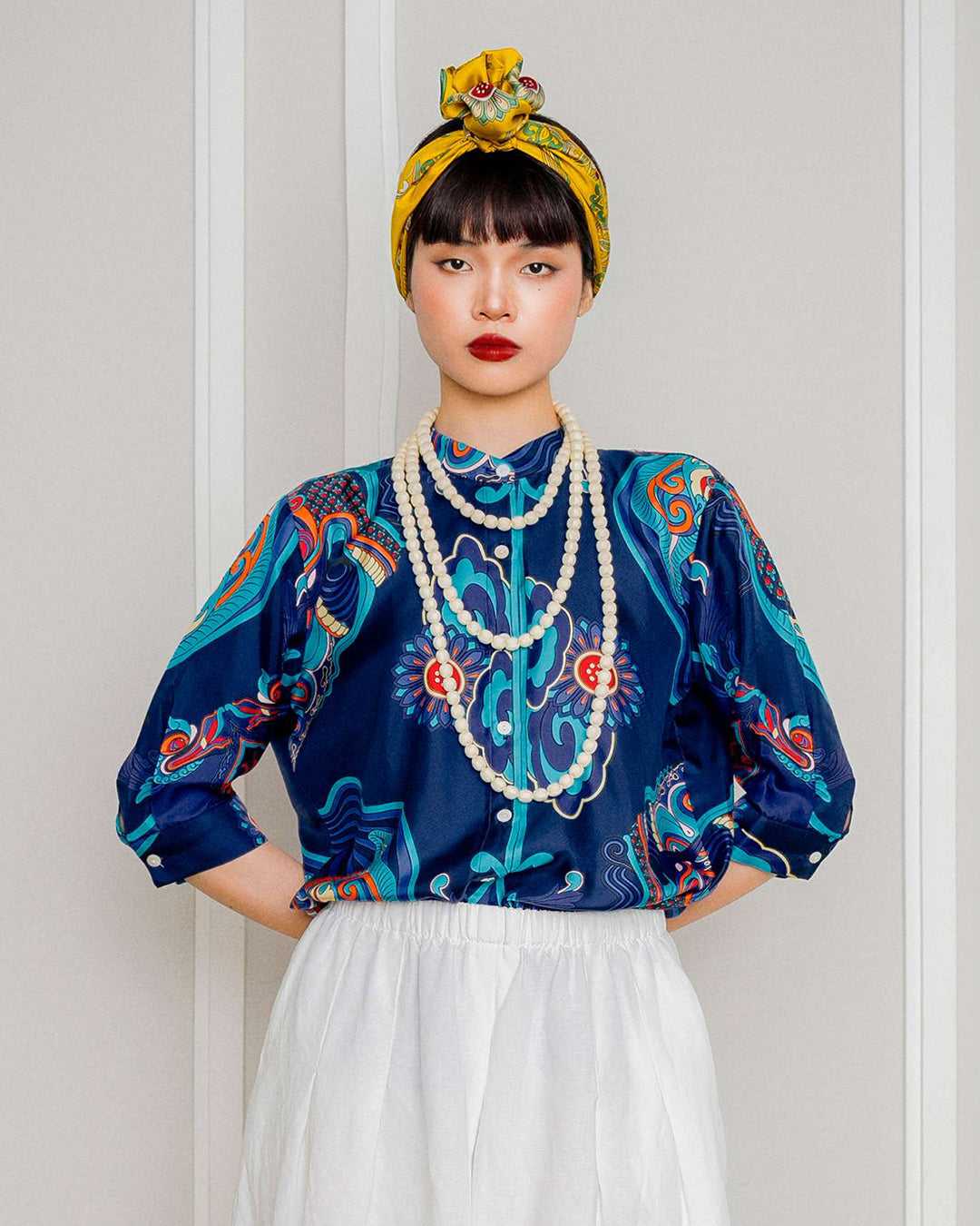 Silk Emancipation Shirt 1925 / Navy Blue Dragon Dreams