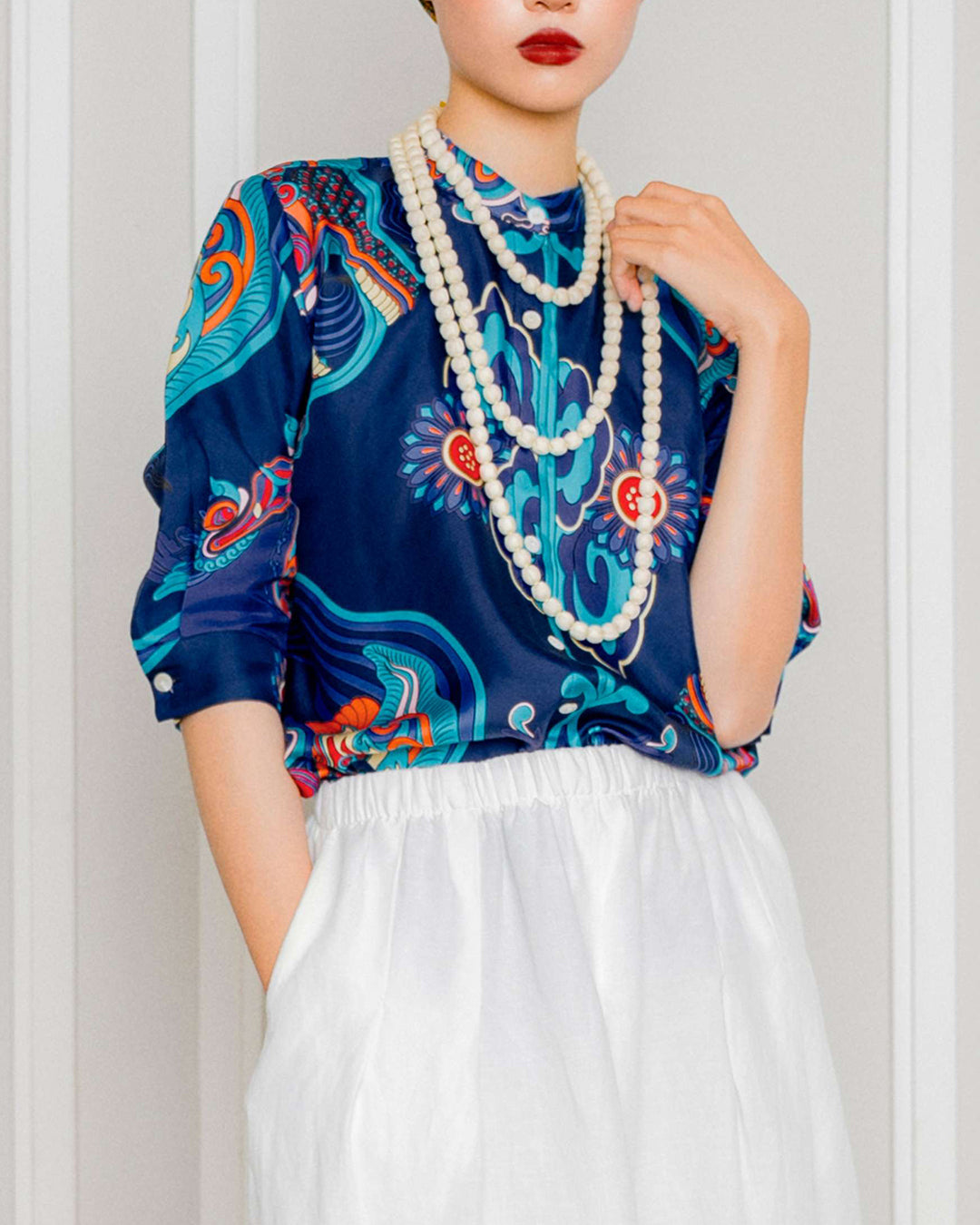 Silk Emancipation Shirt 1925 / Navy Blue Dragon Dreams
