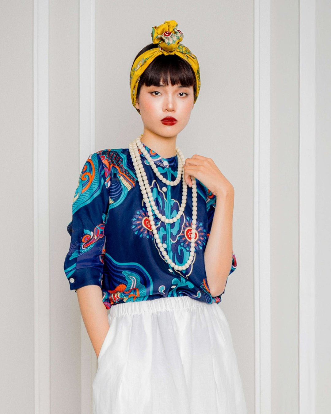Silk Emancipation Shirt 1925 / Navy Blue Dragon Dreams