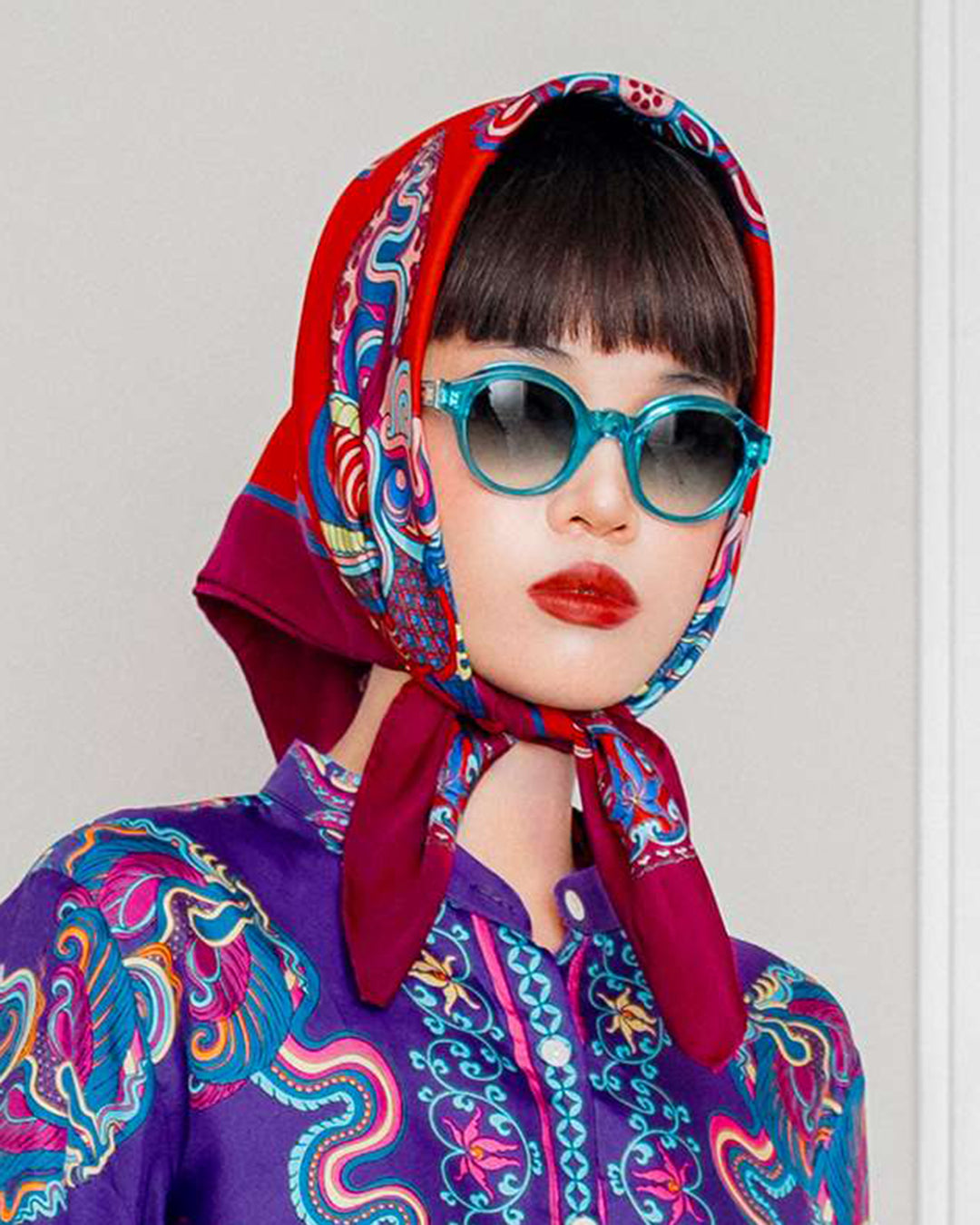 Legacy Gift Set for Mom / Dragon Dreams Silk Scarf / Red / 26x26in / 65x65cm