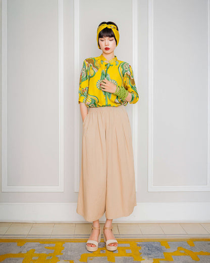 Silk Emancipation Shirt 1925 / Yellow & Green Dragon Dreams