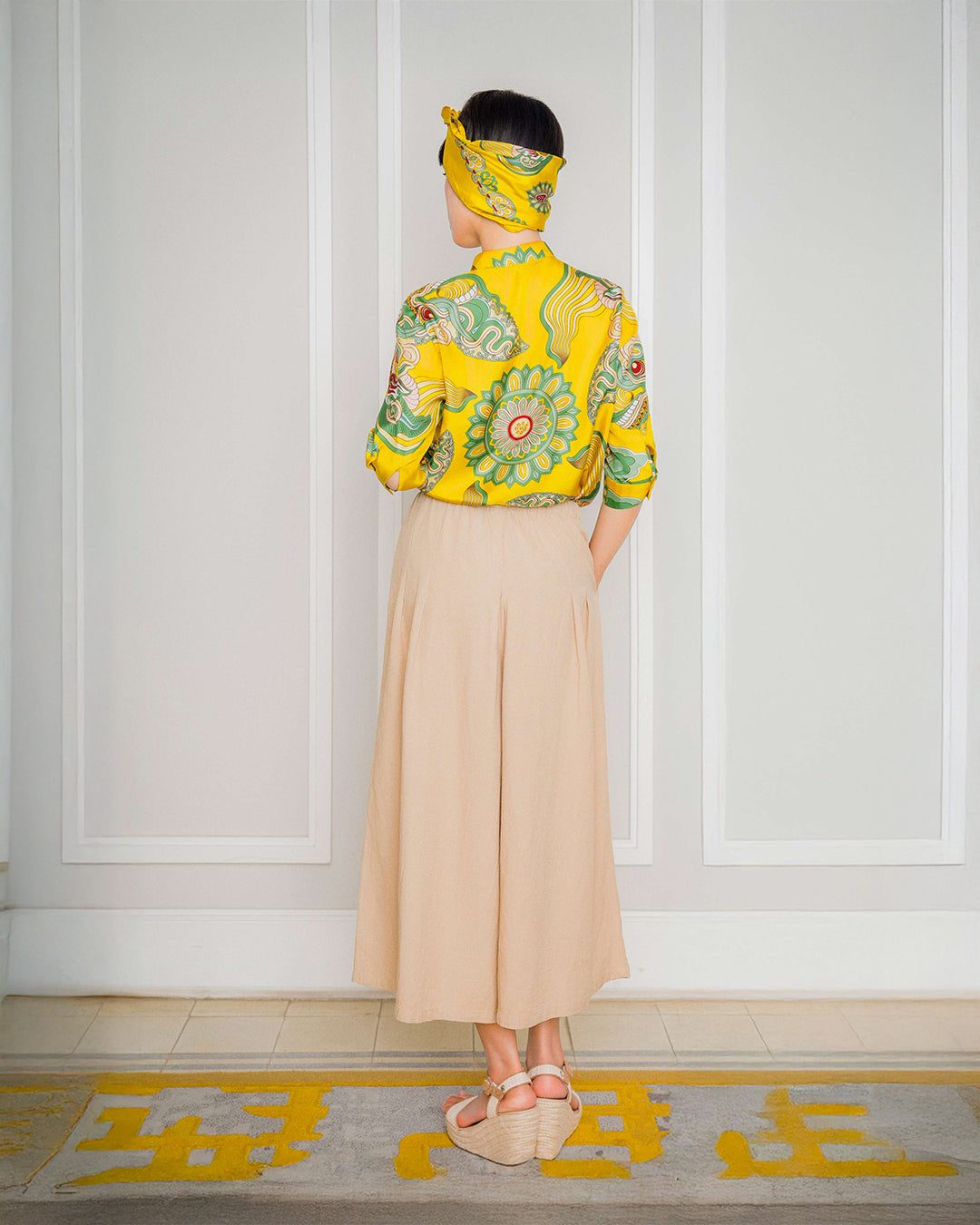 Silk Emancipation Shirt 1925 / Yellow & Green Dragon Dreams