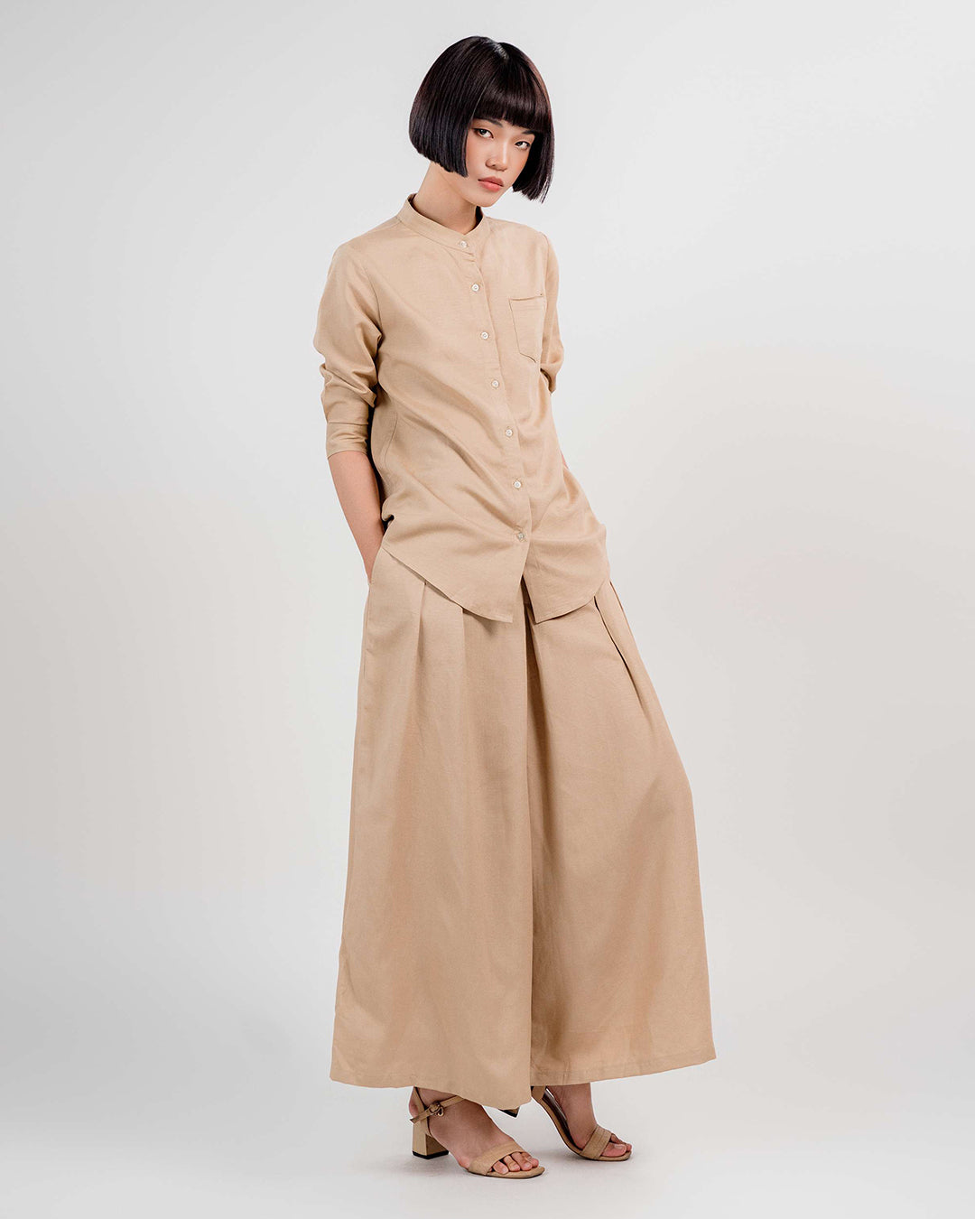 Linen Palazzo Pants 1932 / Beige