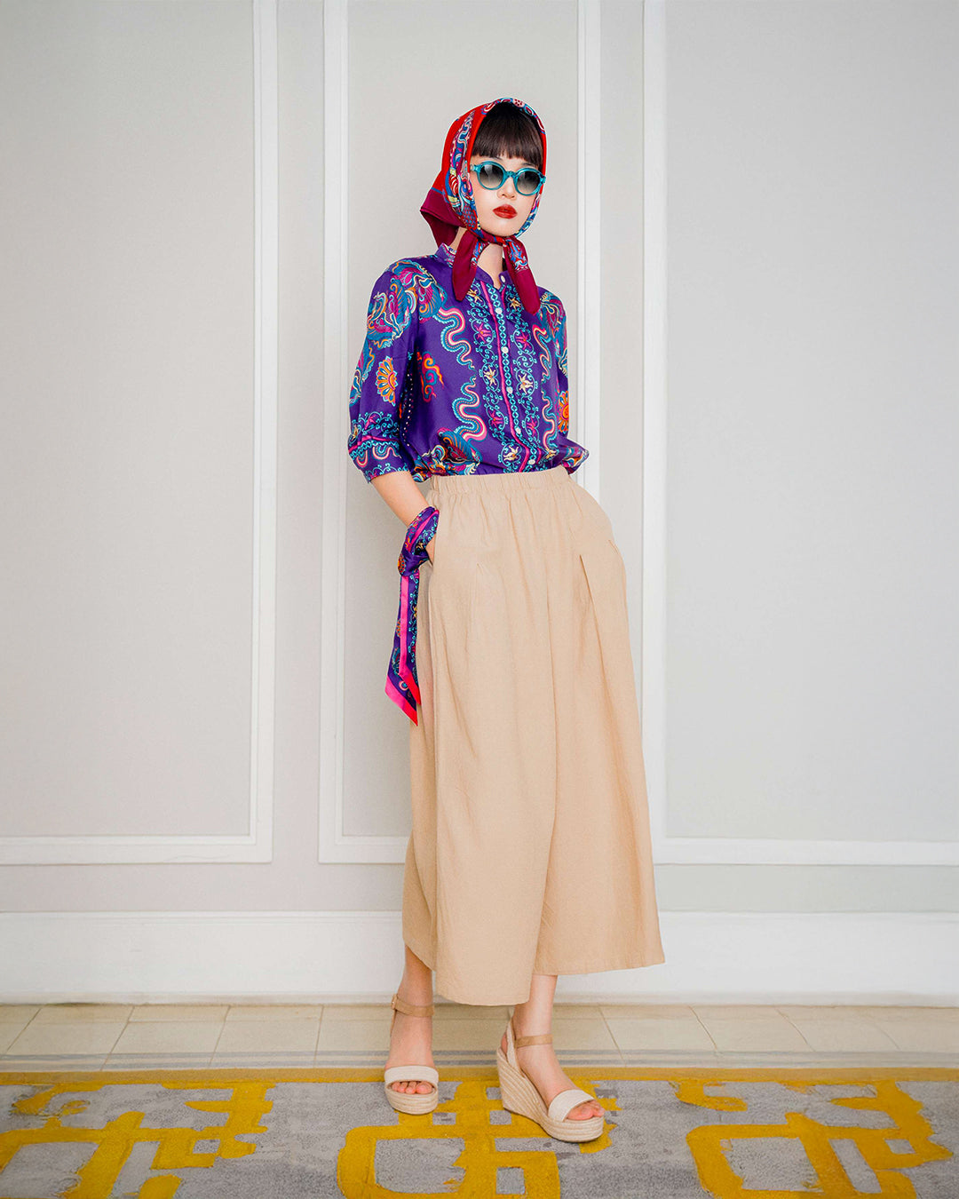 Silk Emancipation Shirt 1925 / Purple Phoenix Dance