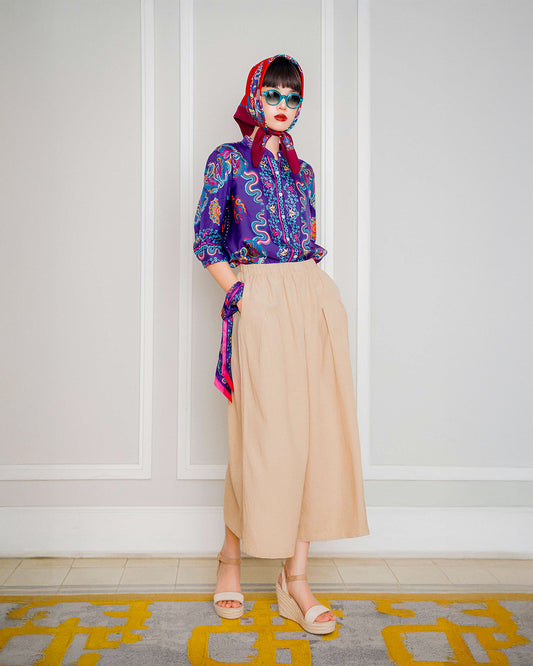 Silk Emancipation Shirt 1925 / Purple Phoenix Dance
