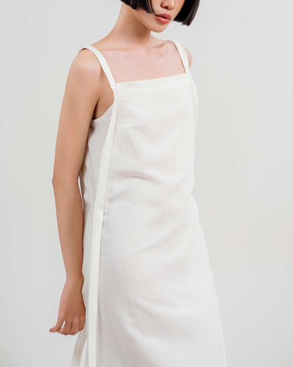 Linen Strap Dress 1930s / White