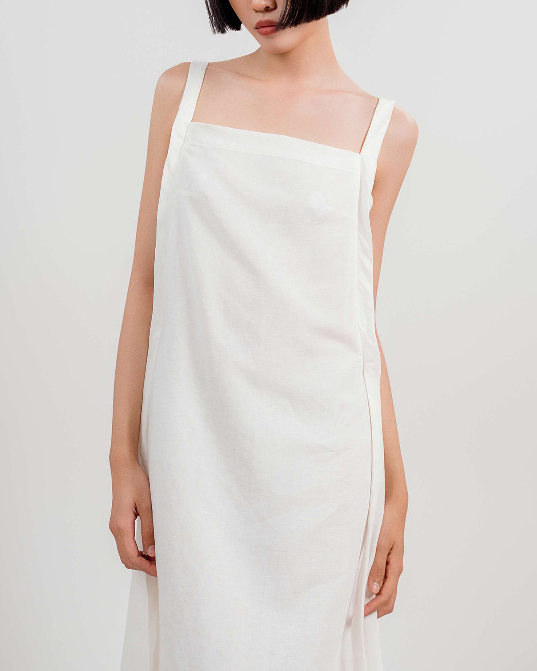 Linen Strap Dress 1930s / White