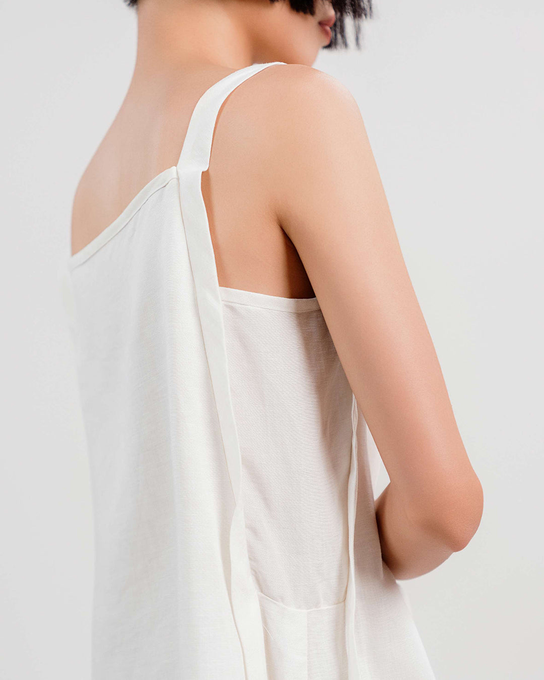 Linen Strap Dress 1930s / White