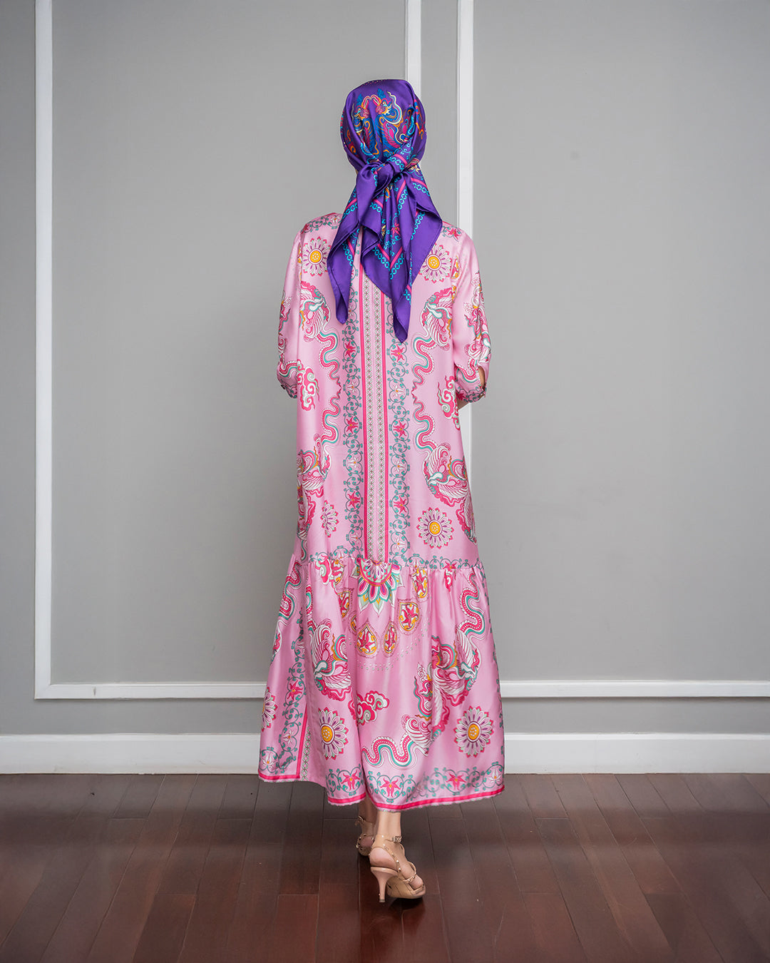 Silk Max Boho 1970 Dress / Pink Phoenix Dance