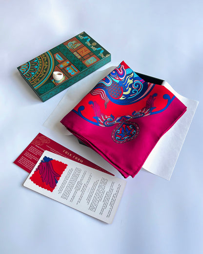 Legacy Gift Set for Mom / Dragon Dreams Silk Scarf / Red / 26x26in / 65x65cm