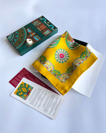Legacy Gift Set for Mom / Dragon Of Grace Silk Scarf / Yellow / 26x26in / 65x65cm