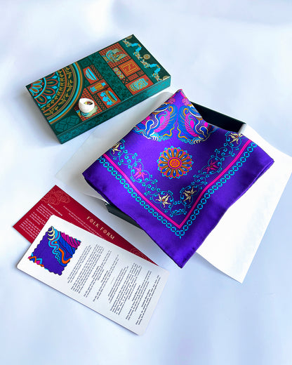 Grace Gift Set for Mom / Phoenix Dance Silk Scarf / Purple / 26x26in / 65x65cm