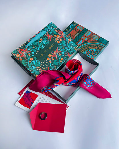 Legacy Gift Set for Mom / Dragon Dreams Silk Scarf / Red / 26x26in / 65x65cm