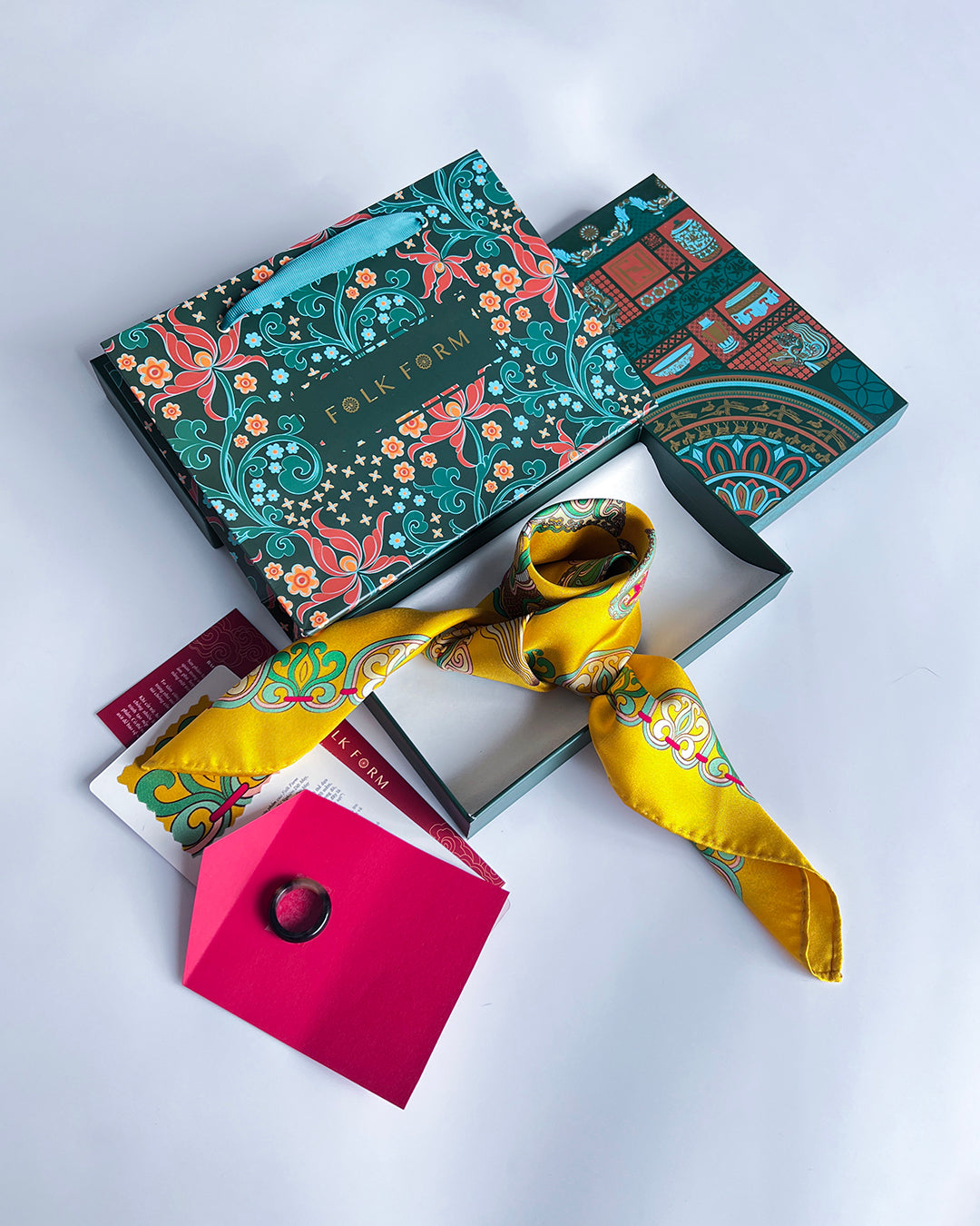 Legacy Gift Set for Mom / Dragon Of Grace Silk Scarf / Yellow / 26x26in / 65x65cm