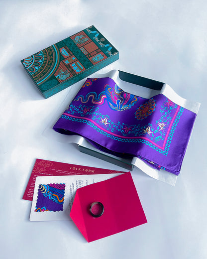 Grace Gift Set for Mom / Phoenix Dance Silk Scarf / Purple / 26x26in / 65x65cm