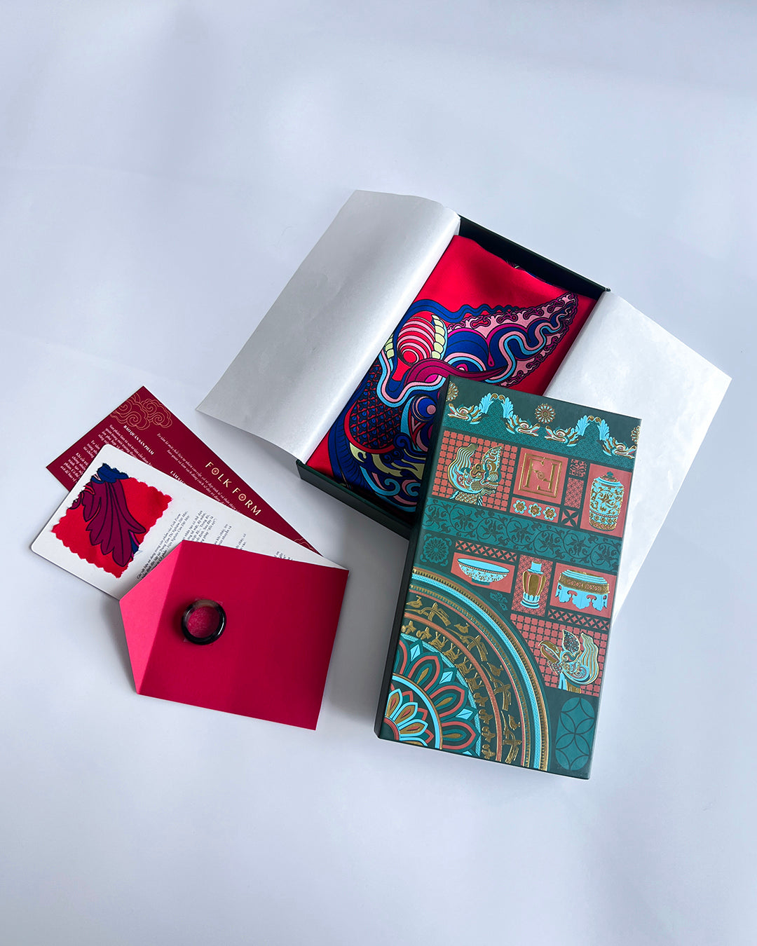 Legacy Gift Set for Mom / Dragon Dreams Silk Scarf / Red / 26x26in / 65x65cm