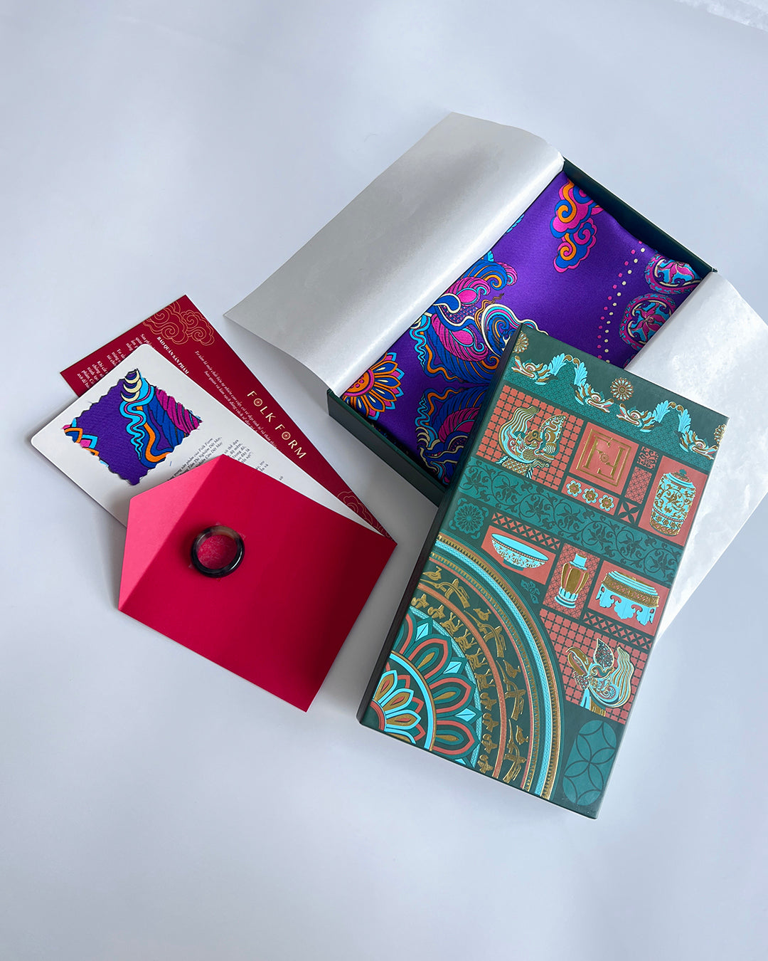 Grace Gift Set for Mom / Phoenix Dance Silk Scarf / Purple / 26x26in / 65x65cm